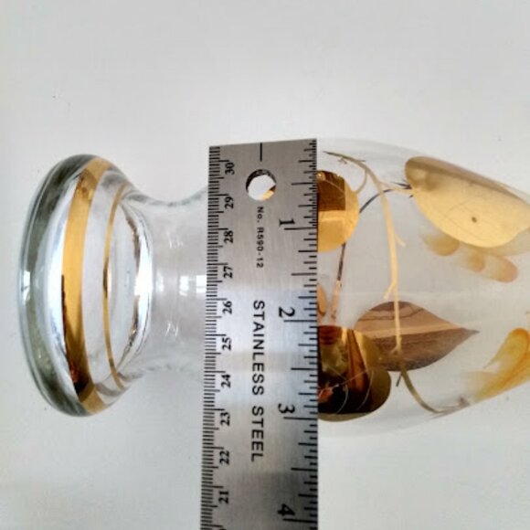 Vintage Decanter Set w Yellow Flowers Gold Trim and 5 Glasses SEE DESCRIPTION - Picture 11 of 15